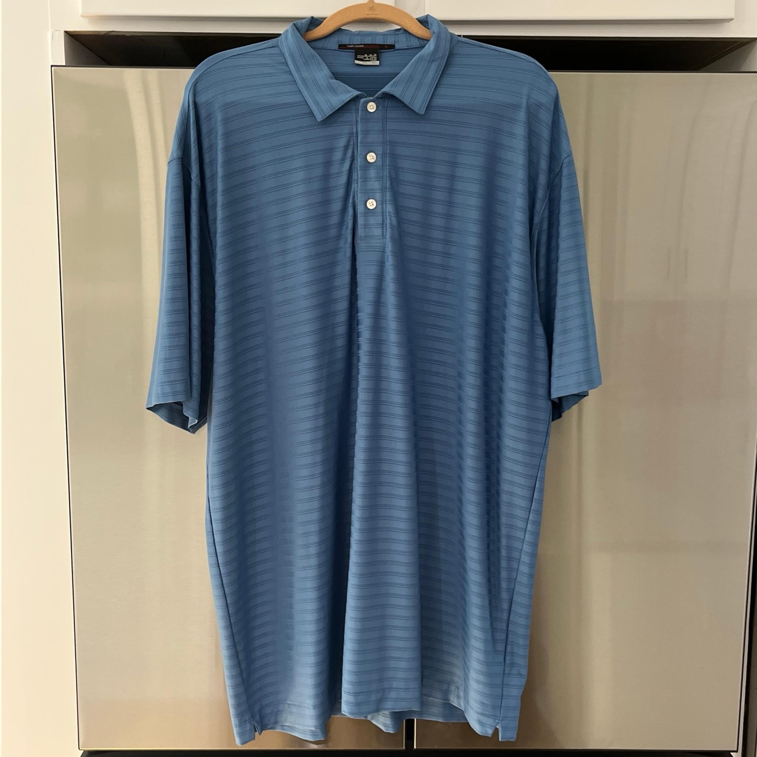 Tiger Woods Collection Mens Pre Owned Golf Shirt Blue Nike FITDRY Polo Size XL