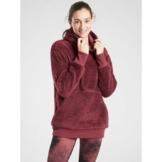 Athleta reversible sherpa maroon oversized thick heavy pullover hoodie