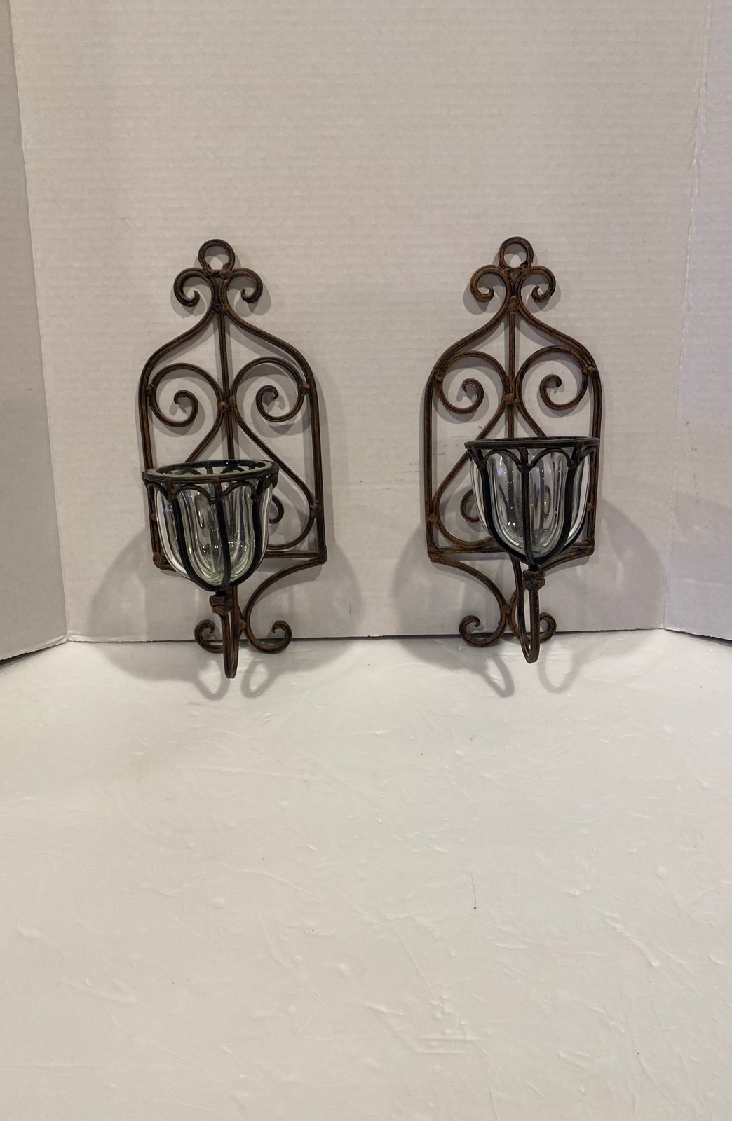Vintage Spanish revival wall sconce set