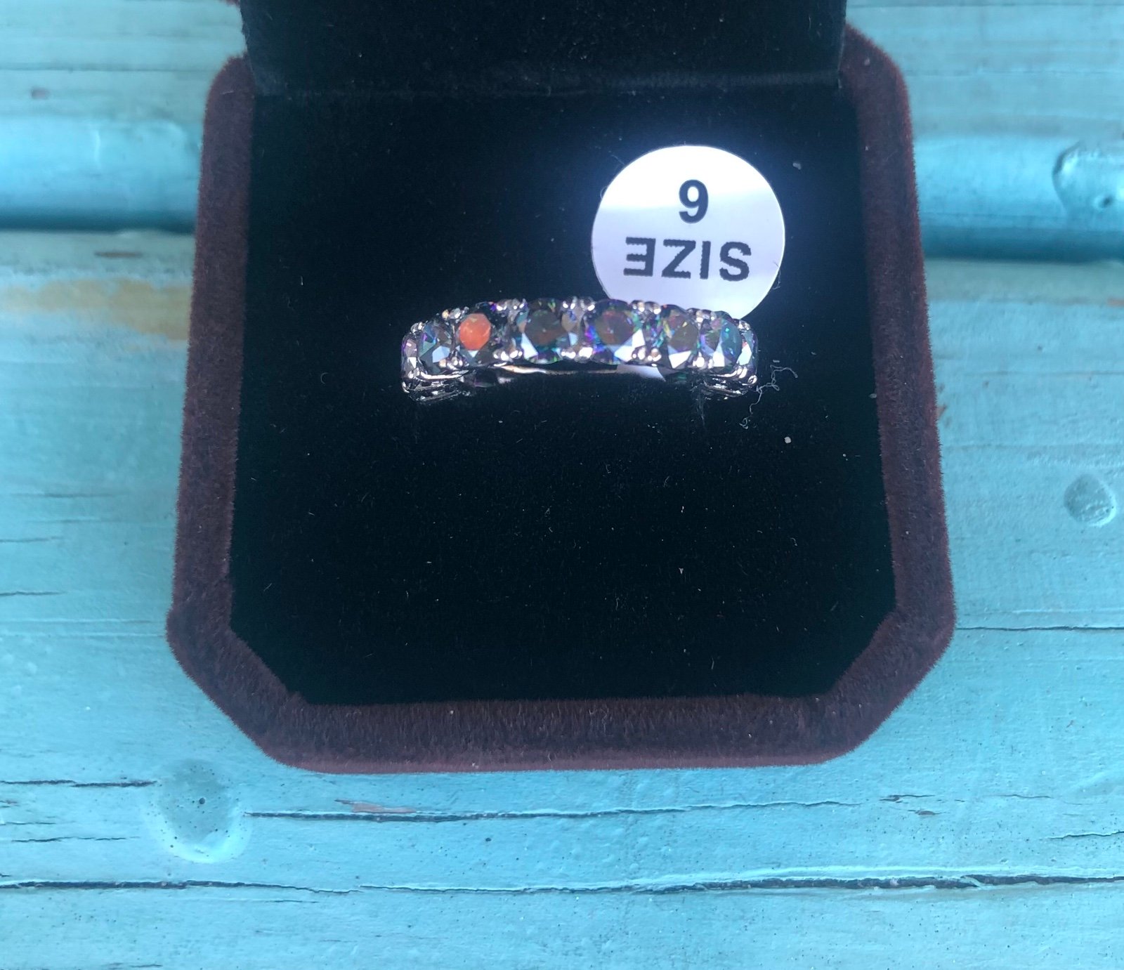 Beautiful New Sterling Silver .925 AAA Cz Mystic Topaz Eternity Ring/Band Size 6