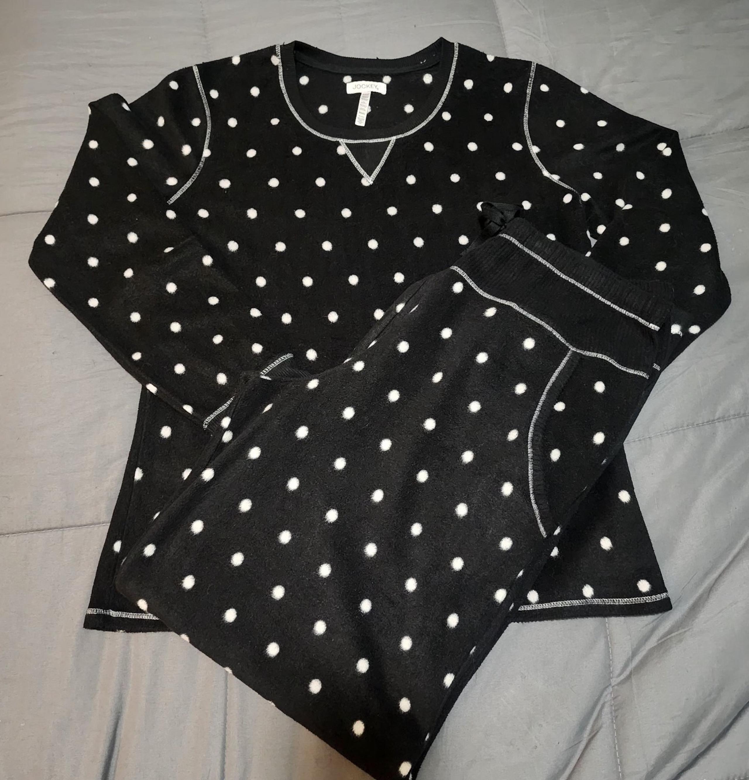 JOCKEY MEDIUM BLACK & WHITE POLKA-DOT PAJAMAS SET