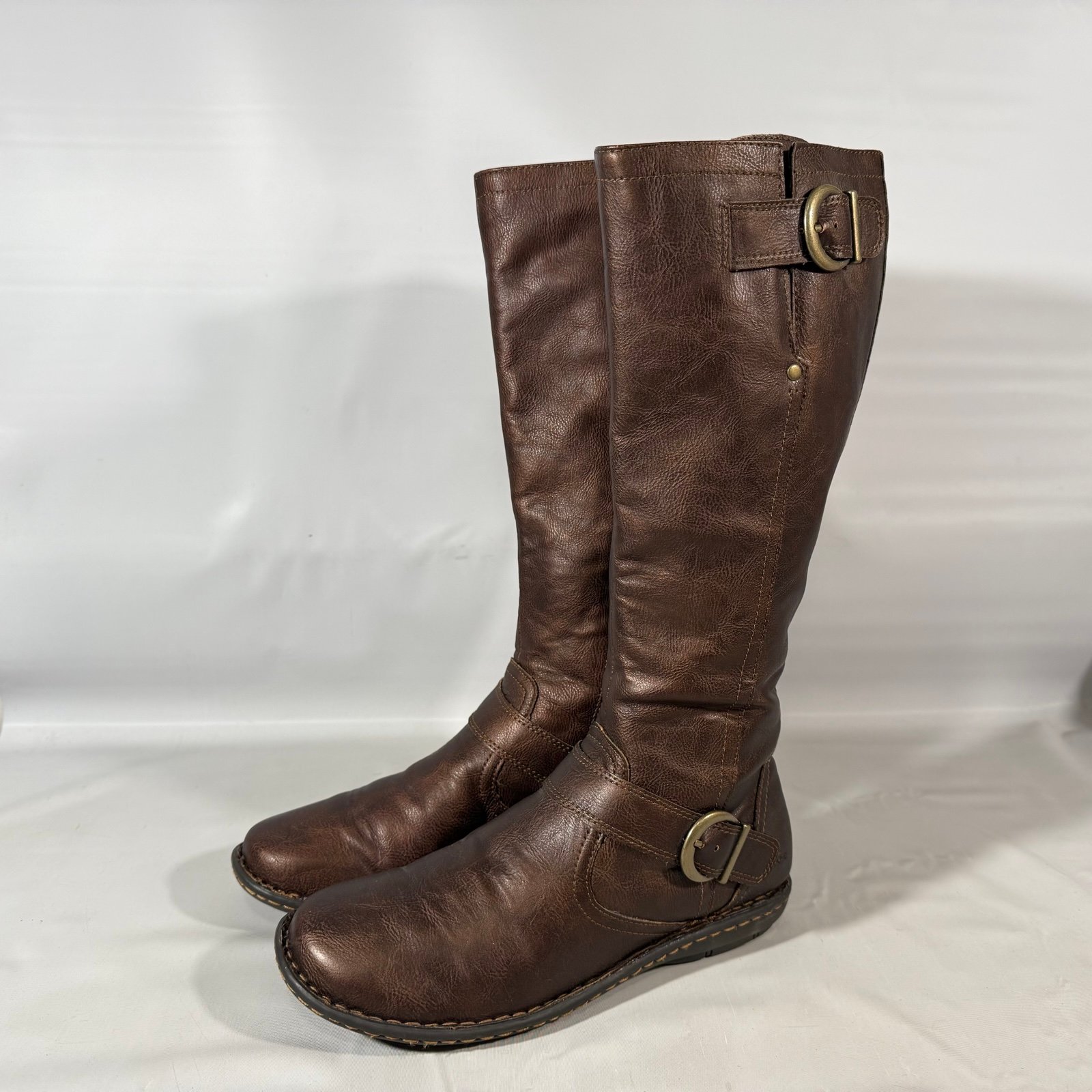 B.O.C. by Born Martina Tall Knee High Leather Buckle Riding Boot Bronze Women 8