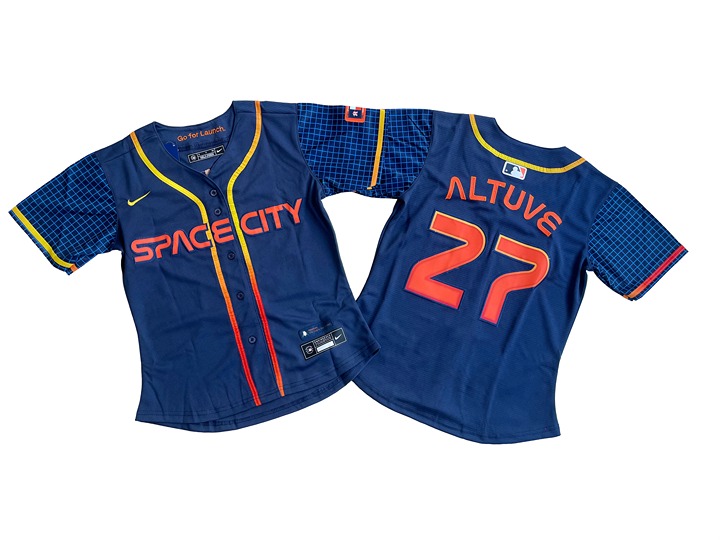 Women's Houston Astros 27# Jose Altuve Navy City Connect Replica Player Jersey