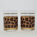 Set of 4 Vintage Culver Leopard Print 22k Gold 4.25 Old Fashioned Rocks Glasses