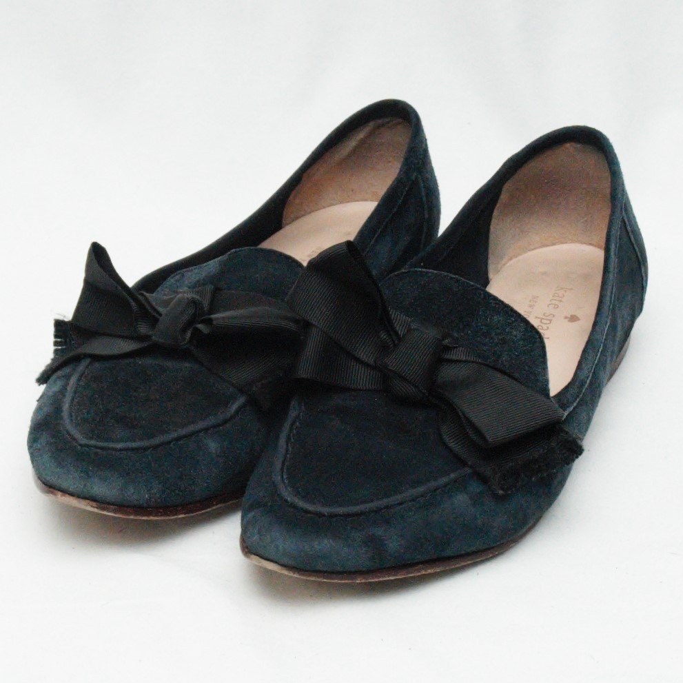 Kate Spade Cosetta Navy Blue Pointed Suede Loafers