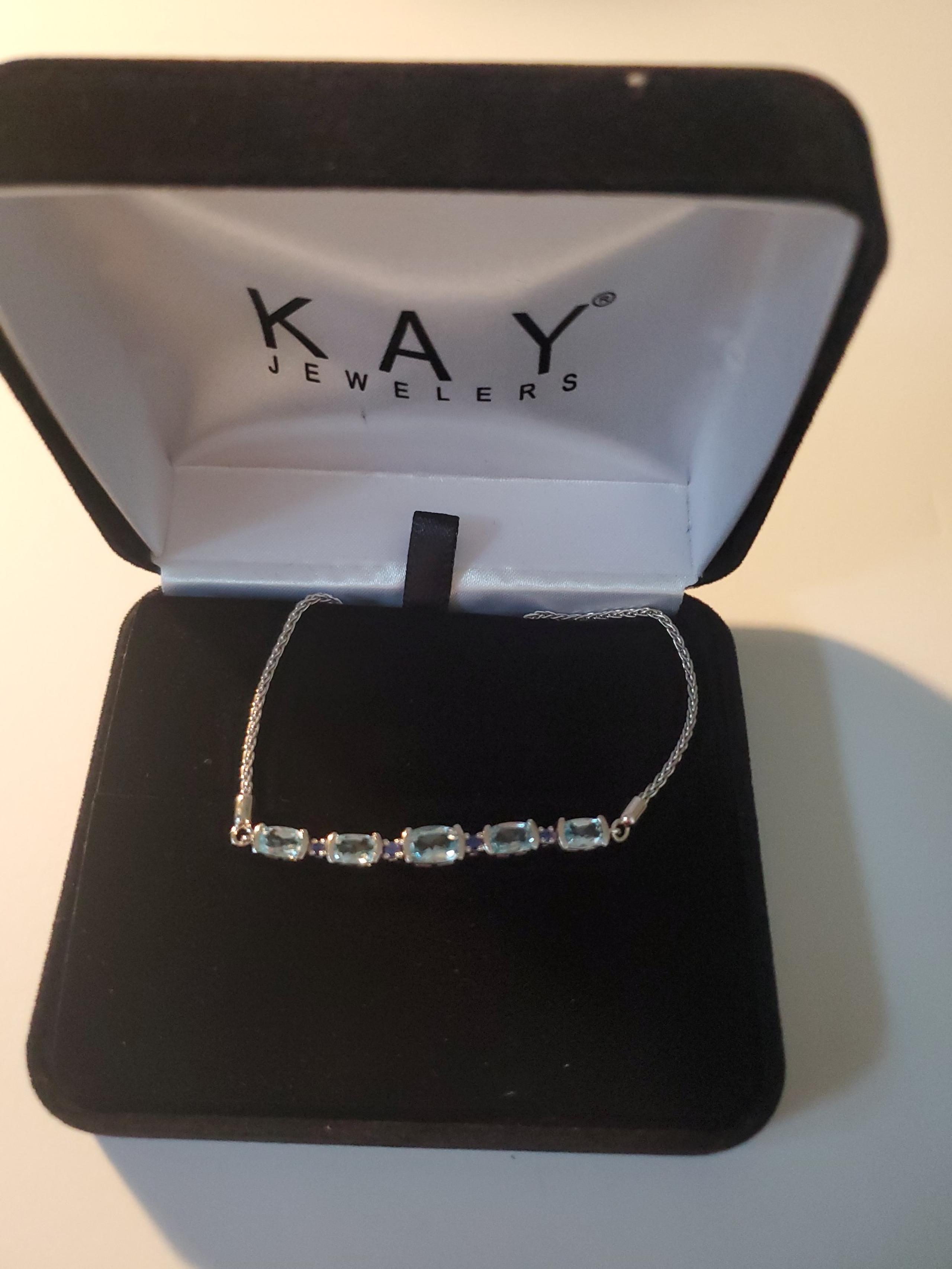 Blue Topaz/Lab-Created Sapphire Bolo Bracelet Sterling Silver