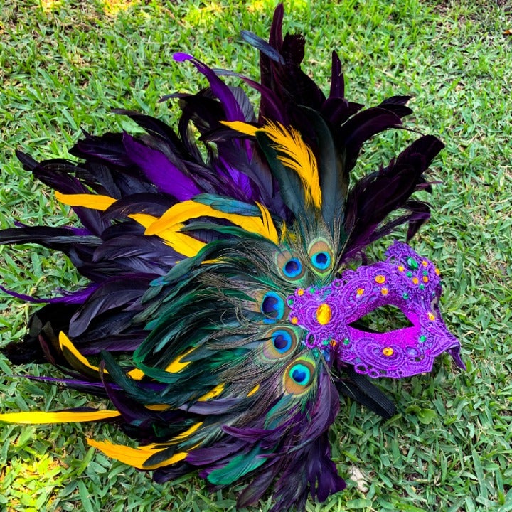 Luxury Side Peacock Feather Party Mask #1960