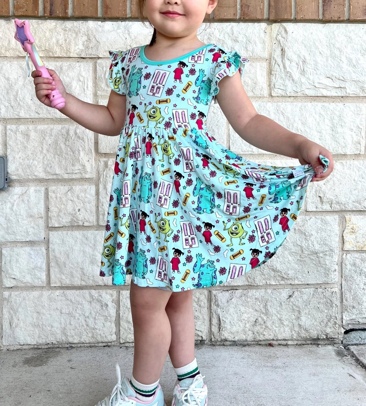Monsters Inc bamboo dress with bow on back