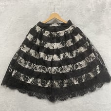 Lihli At Saks Fifth Avenue Skirt Women's 10 Silk Black White Lace Layered Gothic