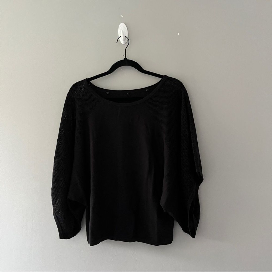 Anne Fontaine Black Wide Sleeve Lorel Sweater Perforated Knit