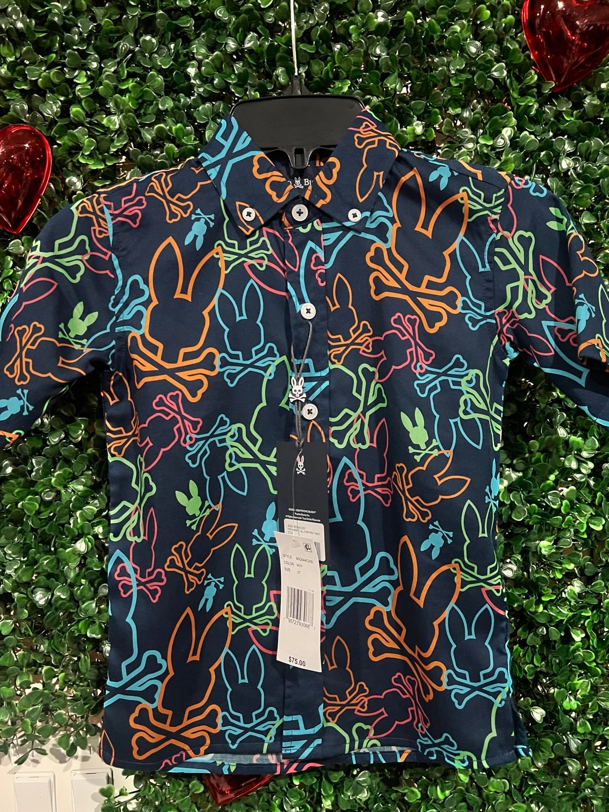 New Boys Short Sleeve Button Down Psycho Bunny Size:2T Shirt