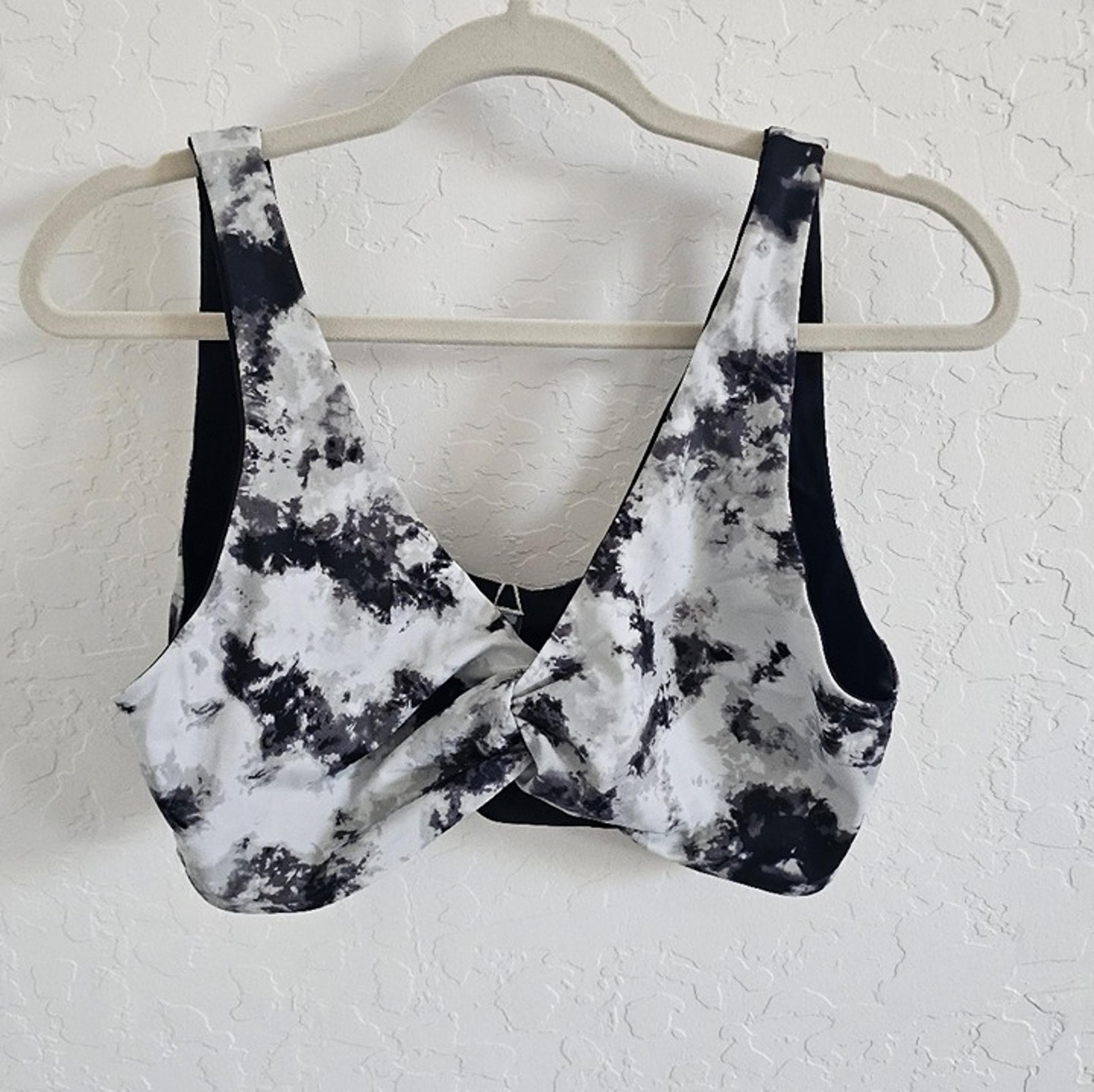 PINK Victoria’s Secret Bikini Top | XXL | Black Gray Wide Strap | Non-padded
