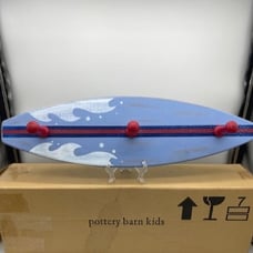 Pottery Barn Kids Blue & Red Wooden Surf Board Peg Rack~VERY VINTAGE~SUMMER VIBE