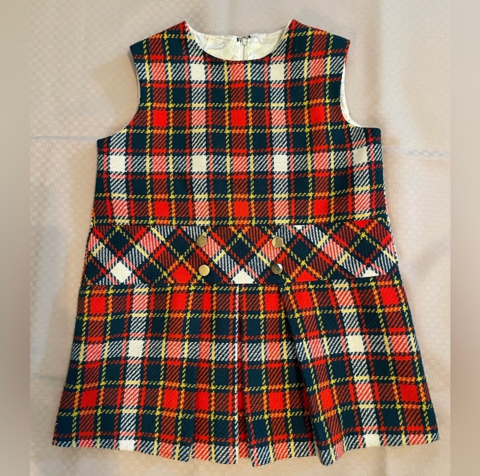 Cinderella vintage little girl’s red plaid jumper dress.