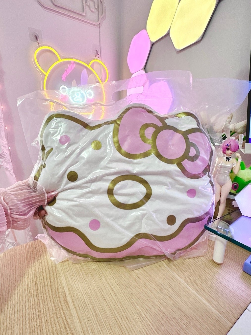 Hello Kitty Cafe Donut Throw Pillow LA USA Hello Kitty and friends doughnut