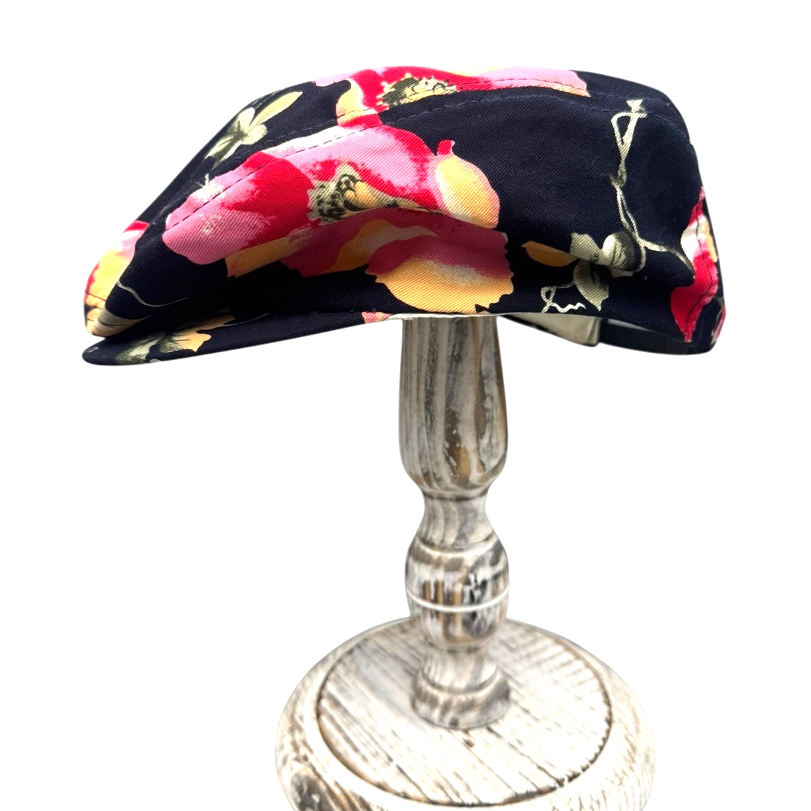 Vtg Youngan Men's Newsboy Cabbie Cap Hat Floral Snapback Black Bright Golf O/S