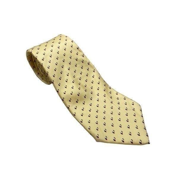 Men’s Christian Dior 100% Silk Tie Yellow Print
