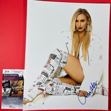 WWE NXT Charlotte Flair Autographed 11x14 Photo Z Signed Wrestlemania JSA COA