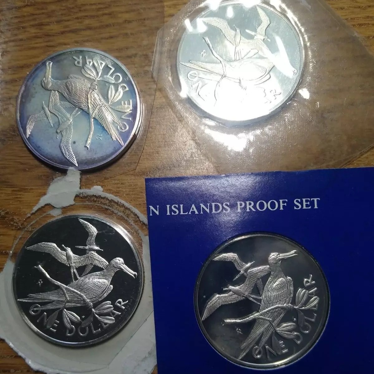 lot of 4 british virgin islands 1 dollar silver proofs 1973 1974 1975