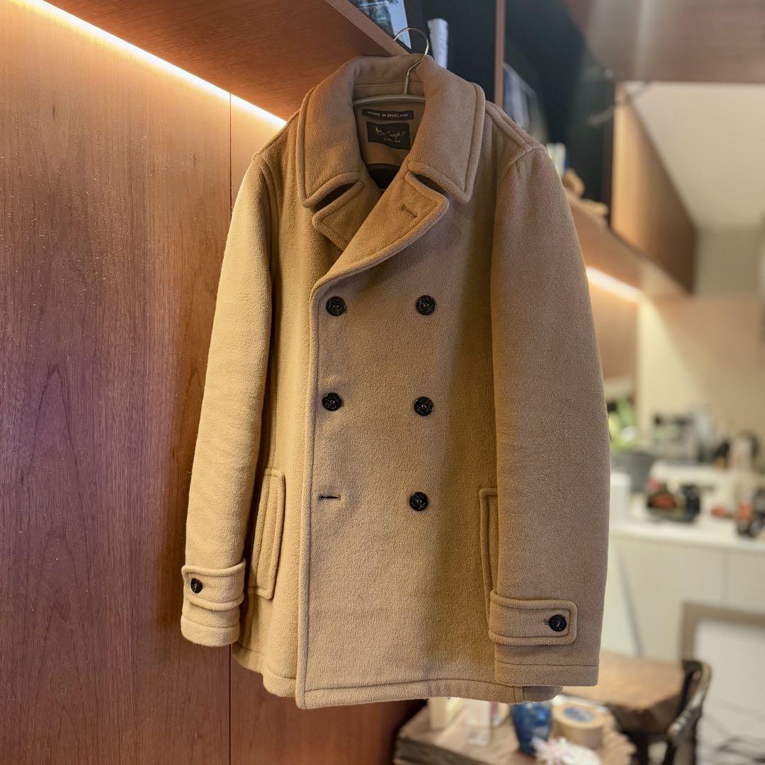 Wool Double-Breasted Peacoat Beige
