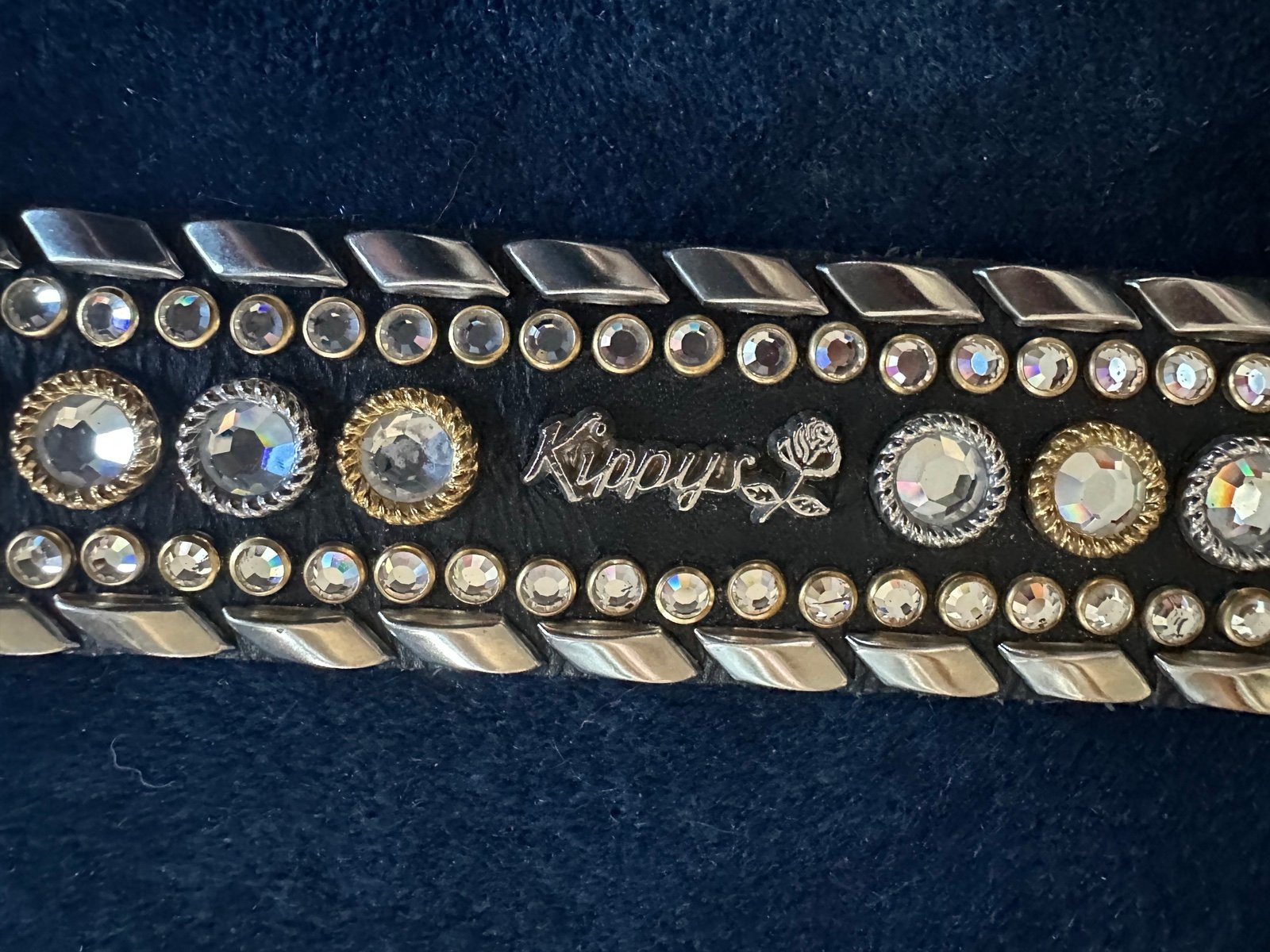 Kippy's Belt black Leather with Swarovski Crystals & Studs Belts