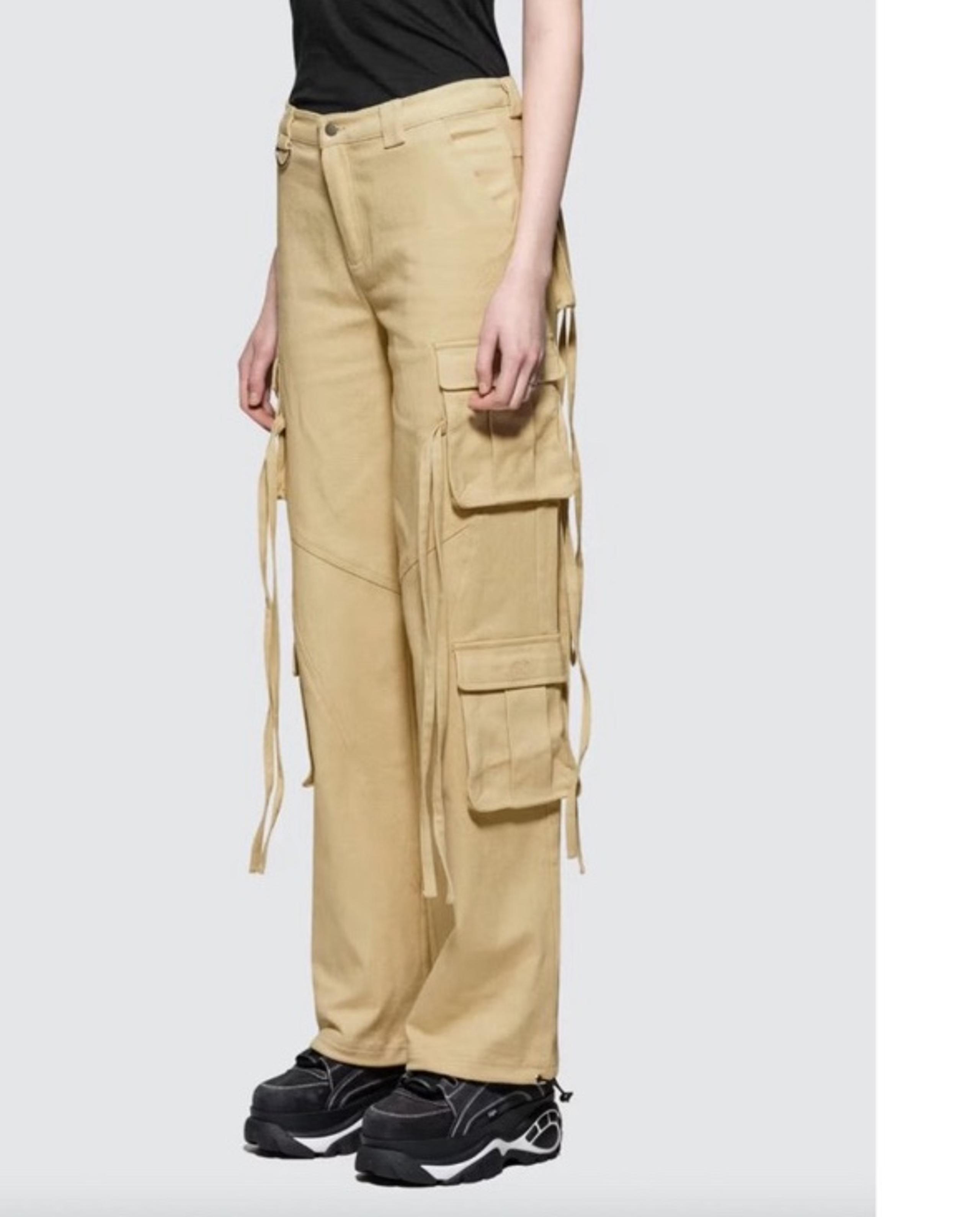 I AM GIA Altra Beige Cargo Pants Size S Women Casual Wide Leg Strings R26  Waist