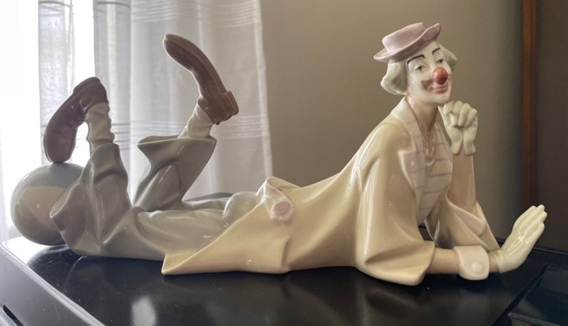 Lladro Clown Laying Down with Beach Ball