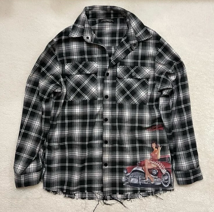 Saint Giovanni M&M Flannel check shirt- Black/white (Unisex)