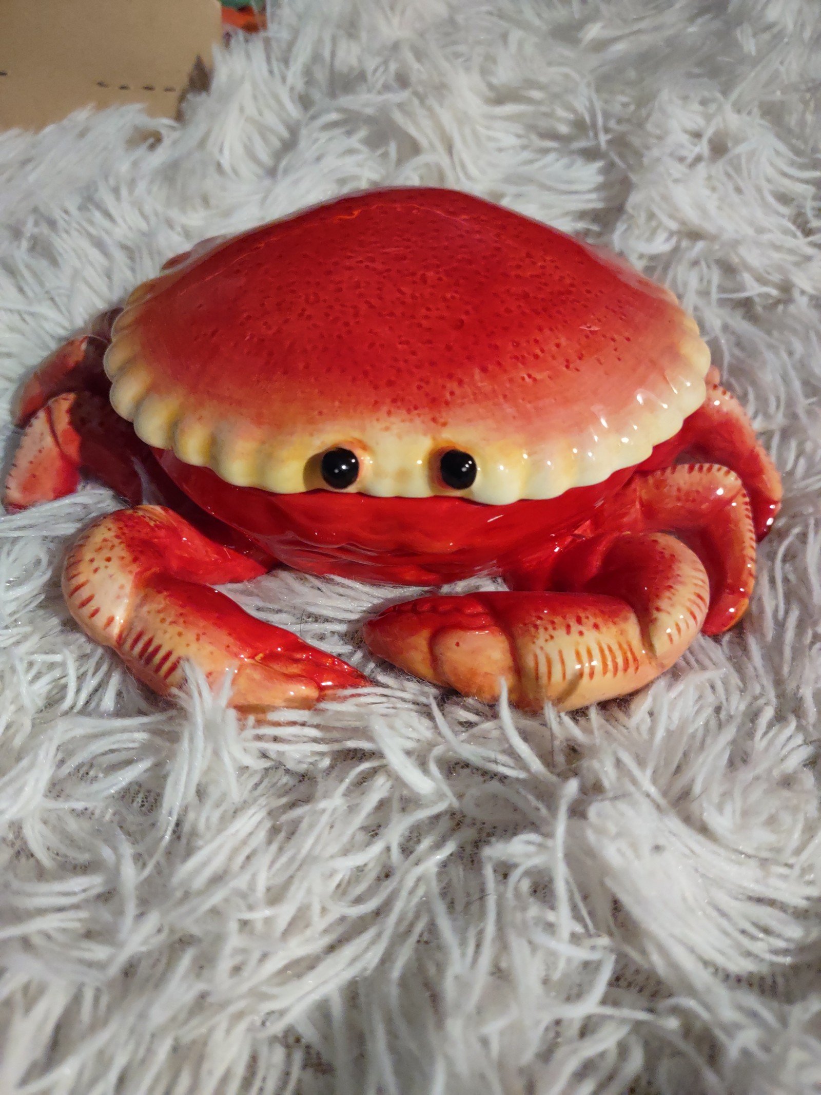 Large crab trinket jewelry box Fritz and Floyd ceramic oceans seaside tiki