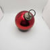Old German Kugel Christmas Ornament Red Thick Ball w/ Brass Cap Collectible.