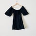 Faithfull the Brand MEDIUM Eryn black tiered puff sleeve tied back mini dress