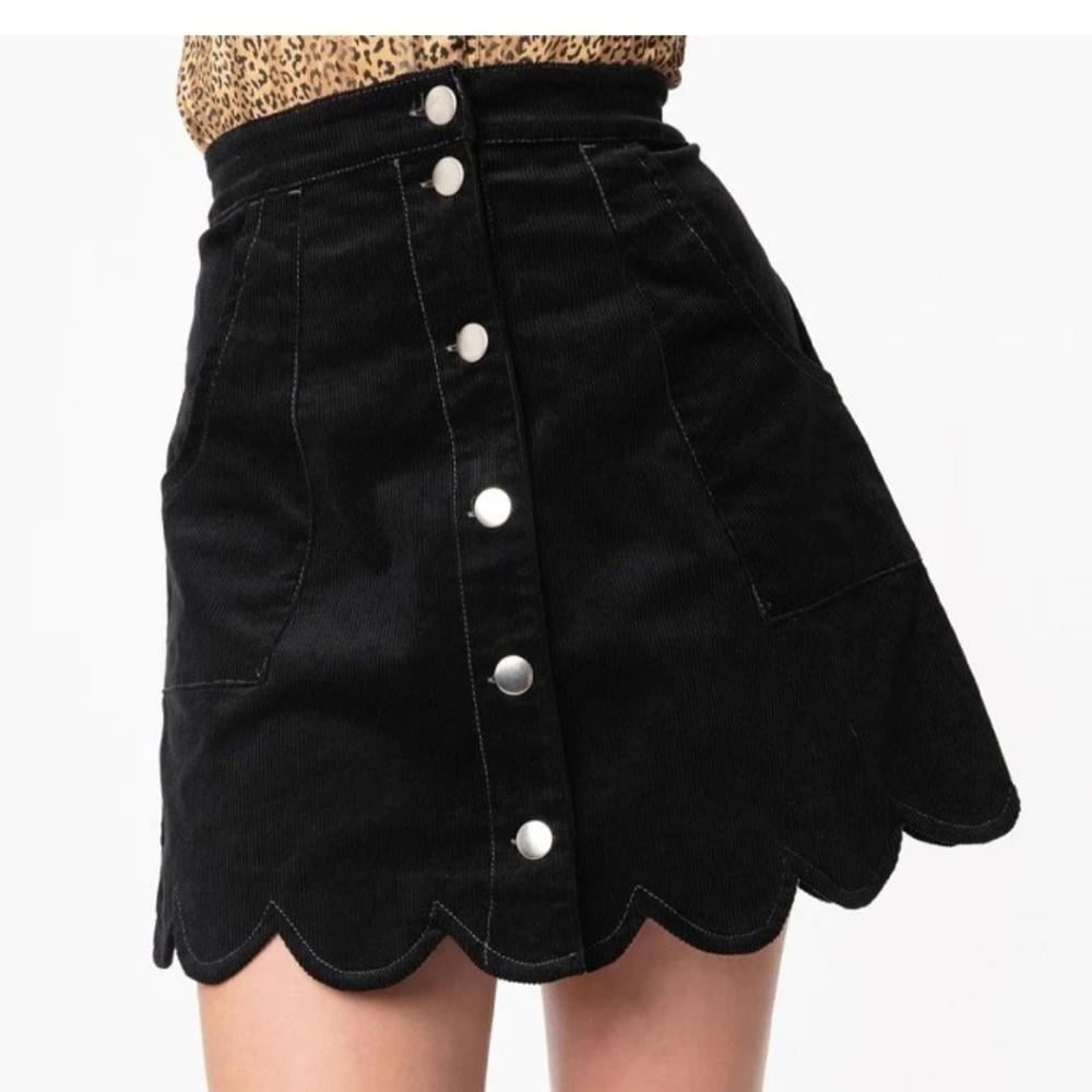 MODCLOTH Smak Parlour Corduroy Retro Button Front Skirt size small NWT