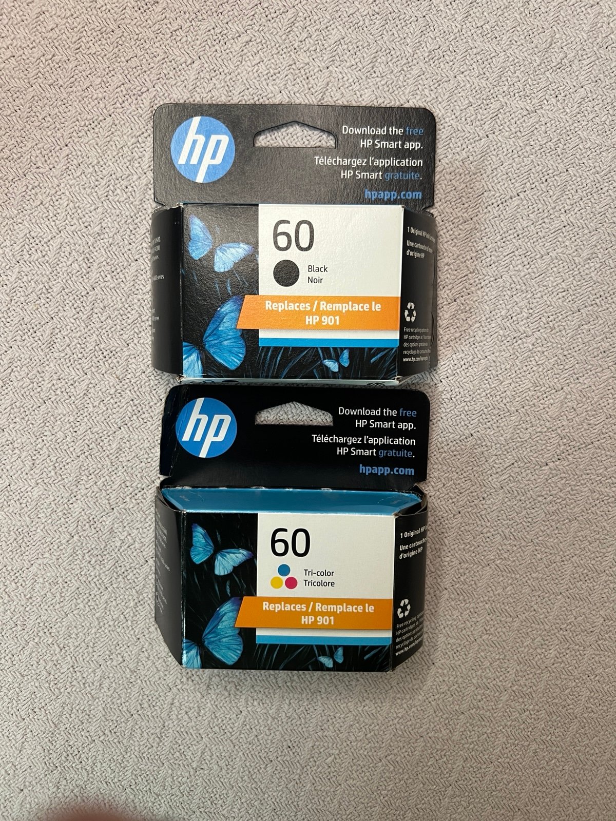 Ink cartridges-one black + one tricolor