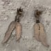 NATIVE/VINTAGE - Oval Sawtooth Set Turquoise Sterling Dbl Feather Earrings