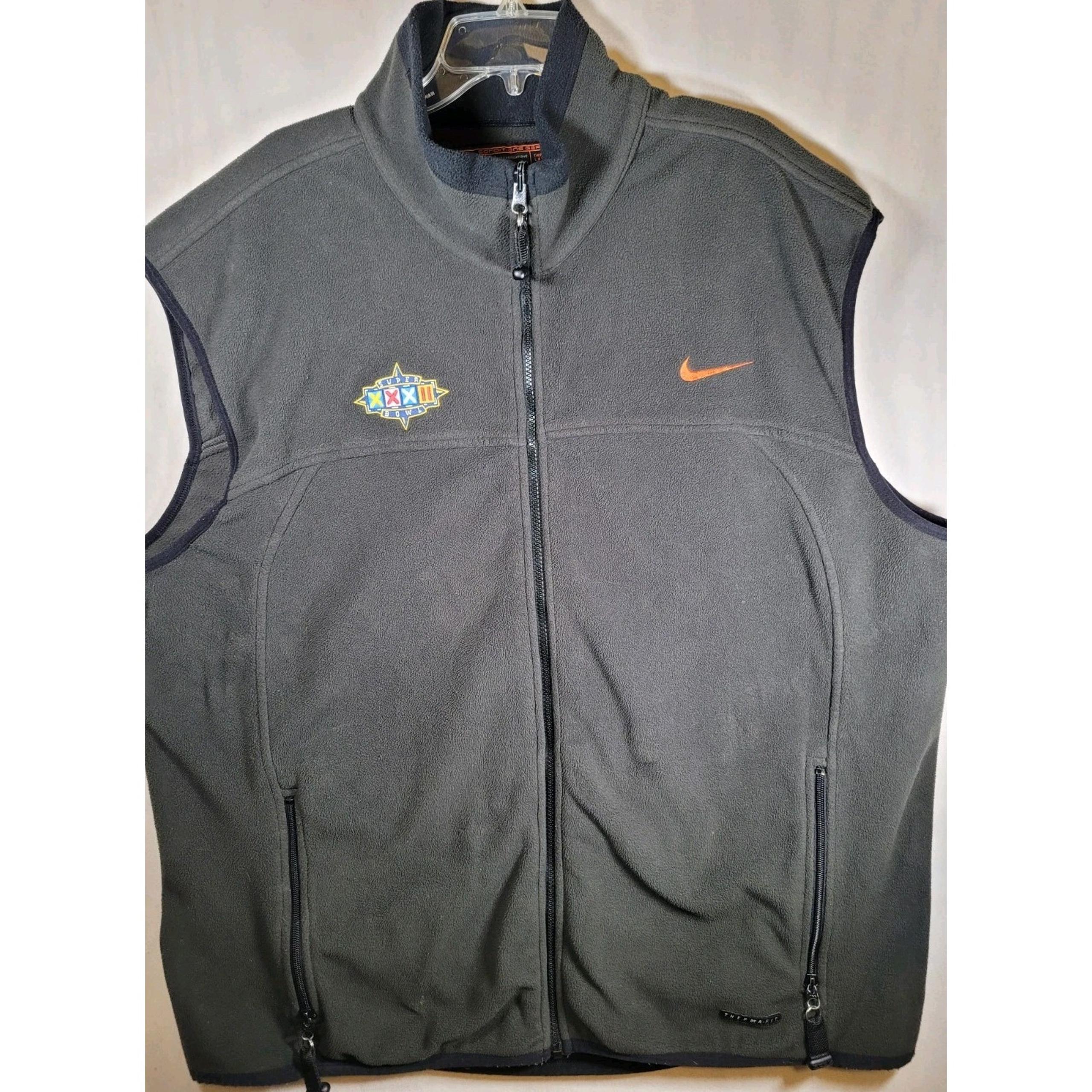 Vtg NIKE Super Bowl 32 ACG Thermal Layer 2 Vest Mens 3XL Full Zip Therma-Fit