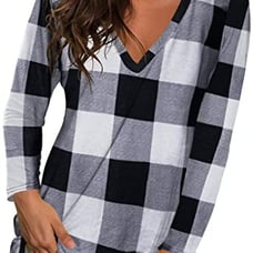 deqiang Women's Fall Long Sleeve V Neck T Shirts Casual Loose Fit Tunic Tops
