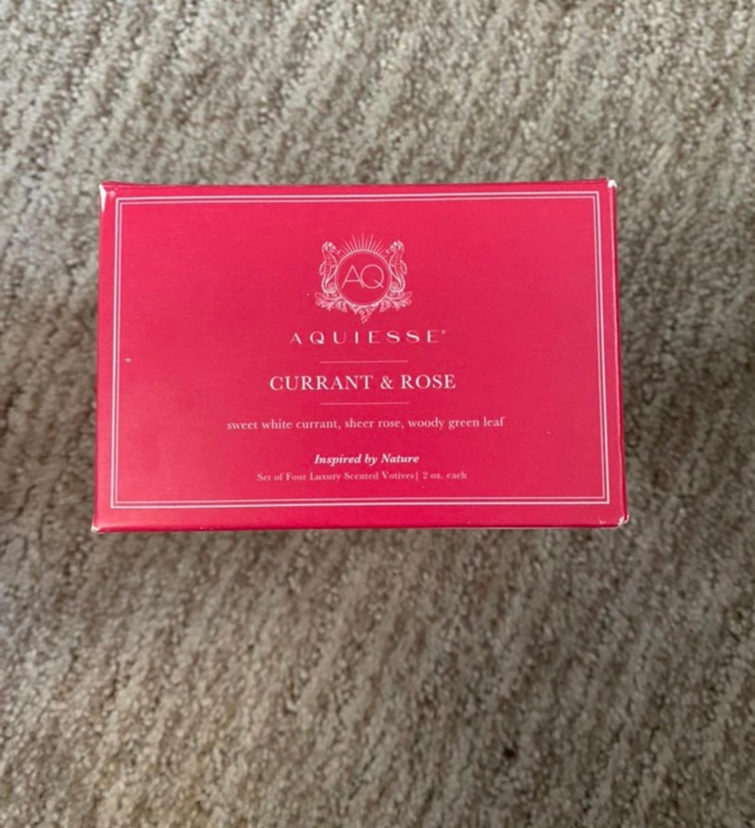 AQUIESSE CURRANT & ROSE CANDLE LUXURY SCENTED VOTIVE PACK LOT 4 / EACH 2 OZ NIB