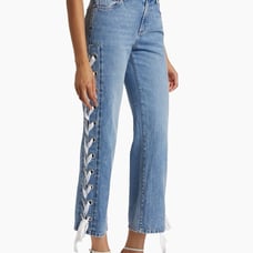Alice + Olivia Reita Lace Up Straight Leg Jeans NWT