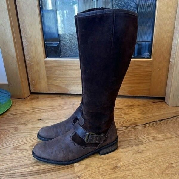 Womens Gabor Calf Brown Leather Suede Riding Boots Shoes Size UK 5.5 US 8 M