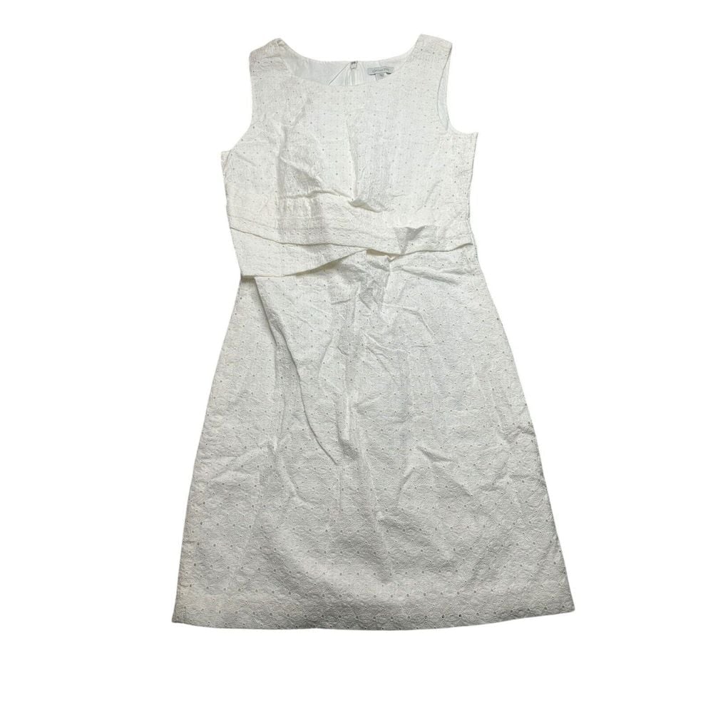 Garnet Hill Womens 6 White Sleeveless Eyelet Cotton Dress Lined Romantic Fairy