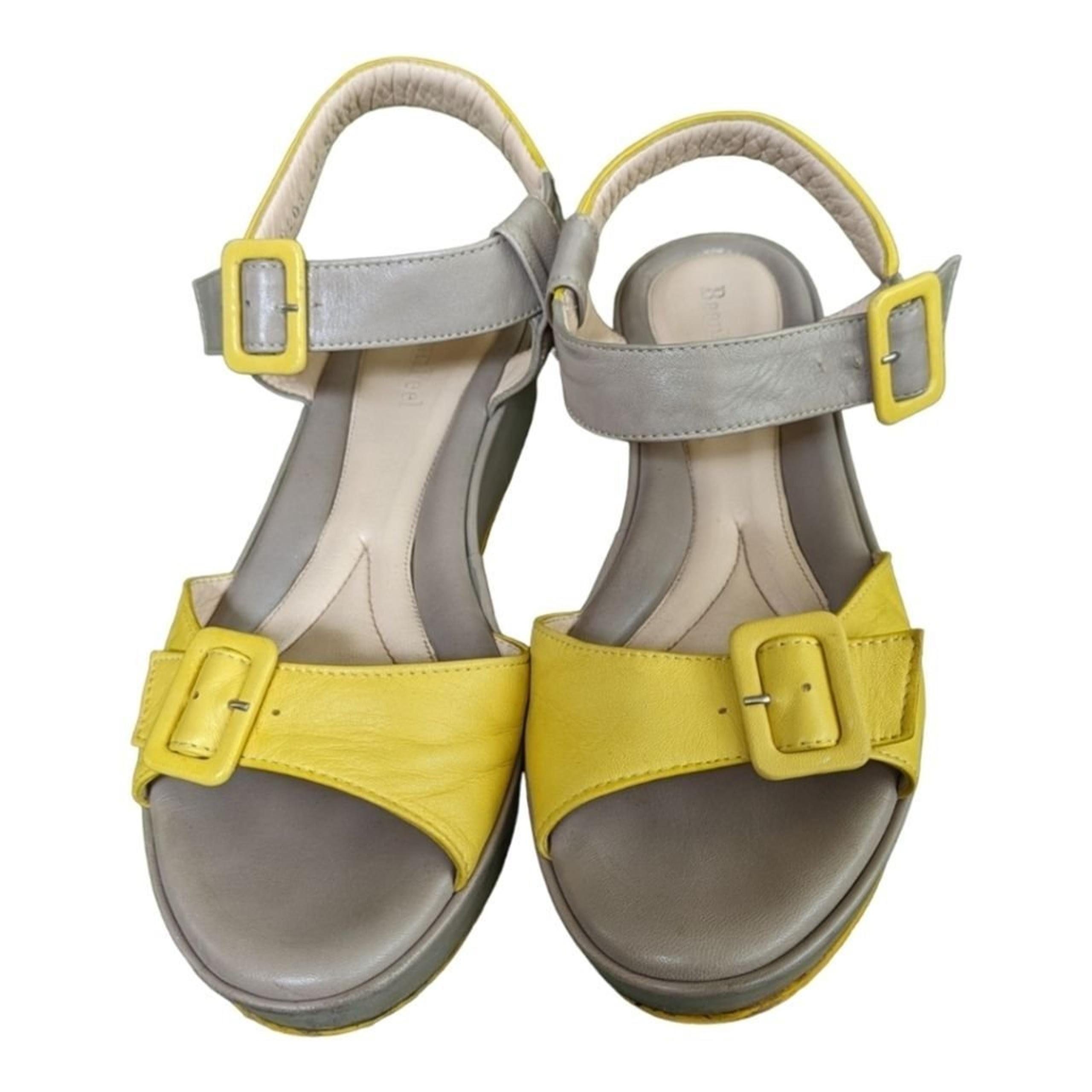 Beautifeel Leather Yellow & Tan Ankle Strap Sandal Size EU 40 US 9.5 GUC