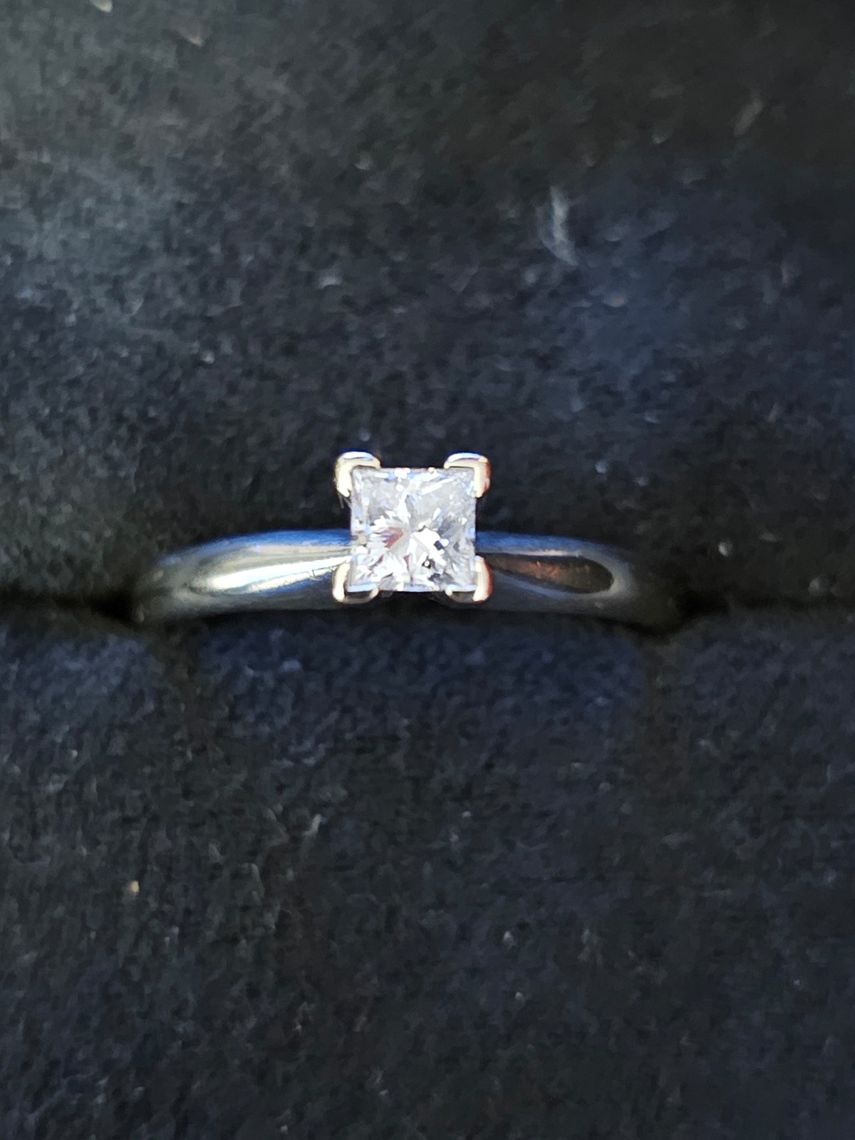 14k Princess Cut Solitaire Diamond White Gold Ring