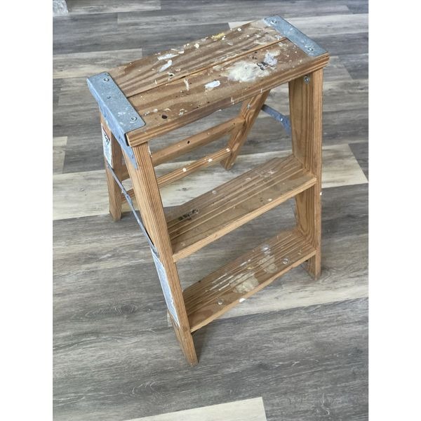 Vintage Wooden 2-Step Folding Step Ladder Plant Stand 2 Foot Werner