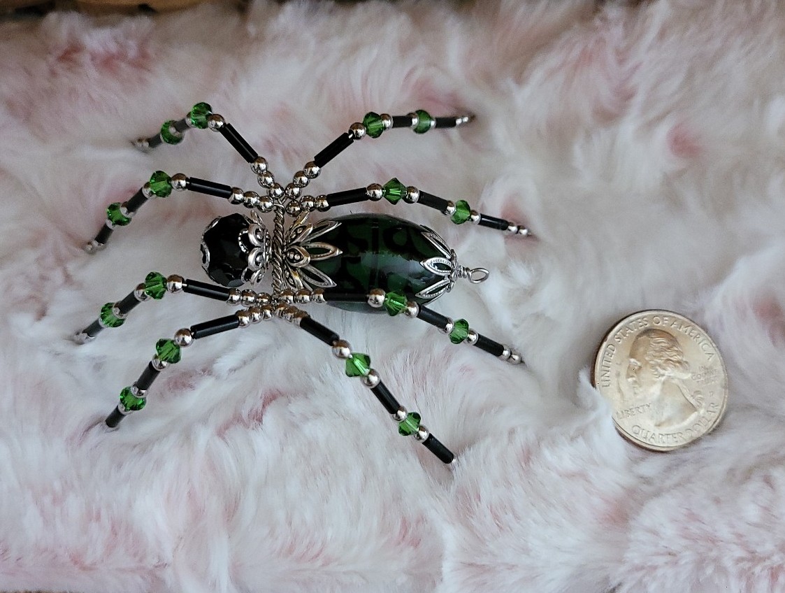 Handmade Beaded and Crystal Twisted Spider