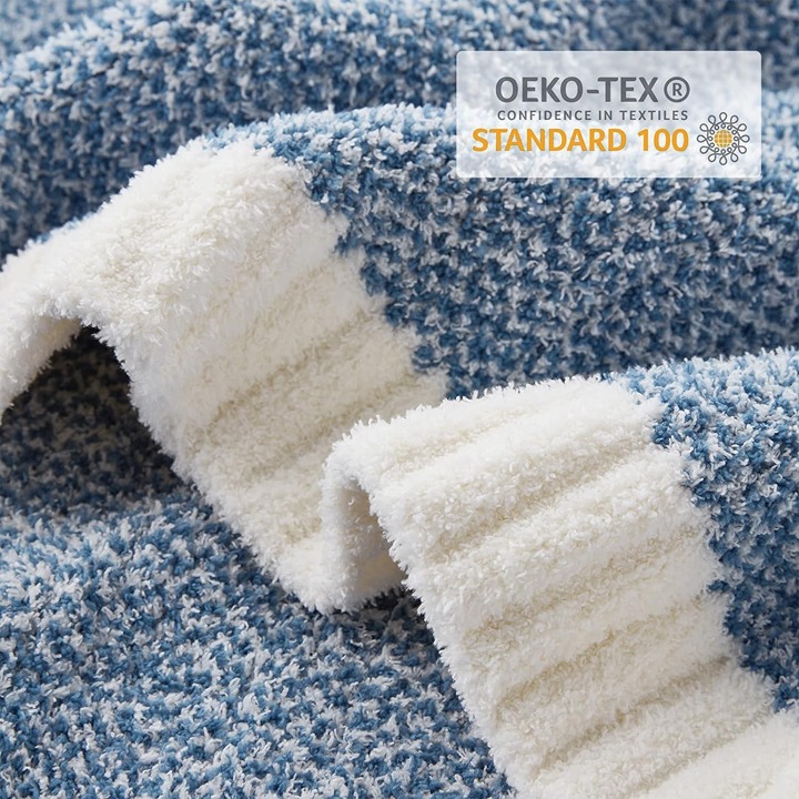Heather Blue Throw Blanket for Couch Reversible Super Soft Blankets Warm das1