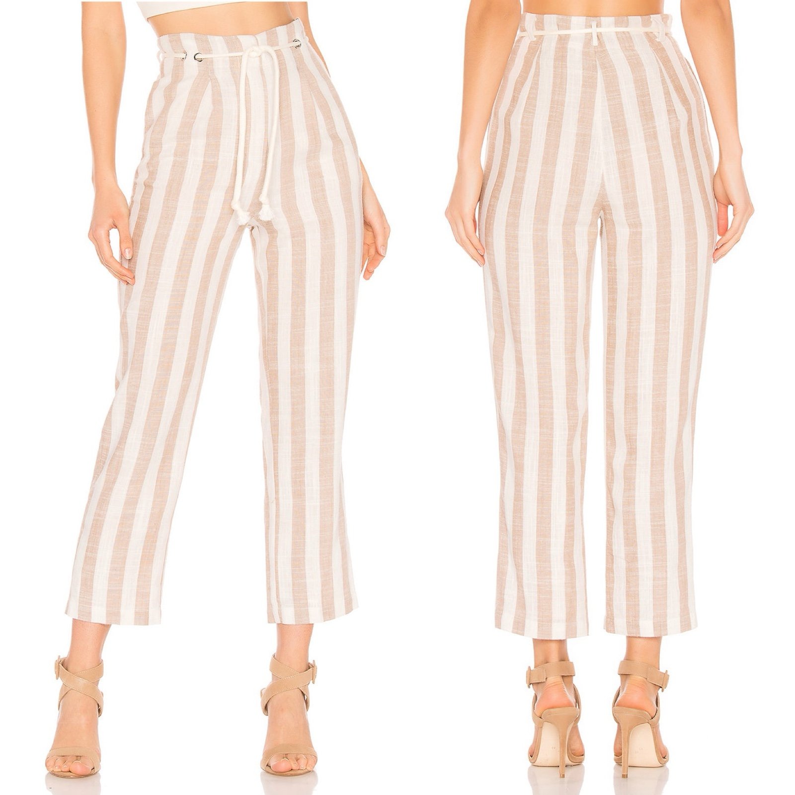 Tularosa Nicki Pants in White & Beige Stripe