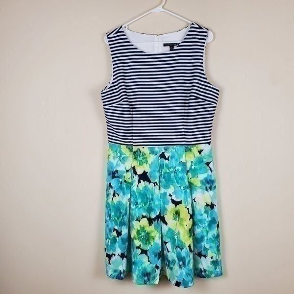 Madison Leigh Striped Floral Dress Size 14