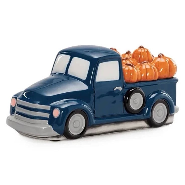 Scentsy Retro Blue Truck with Pumpkin Delivery Lid Warmer