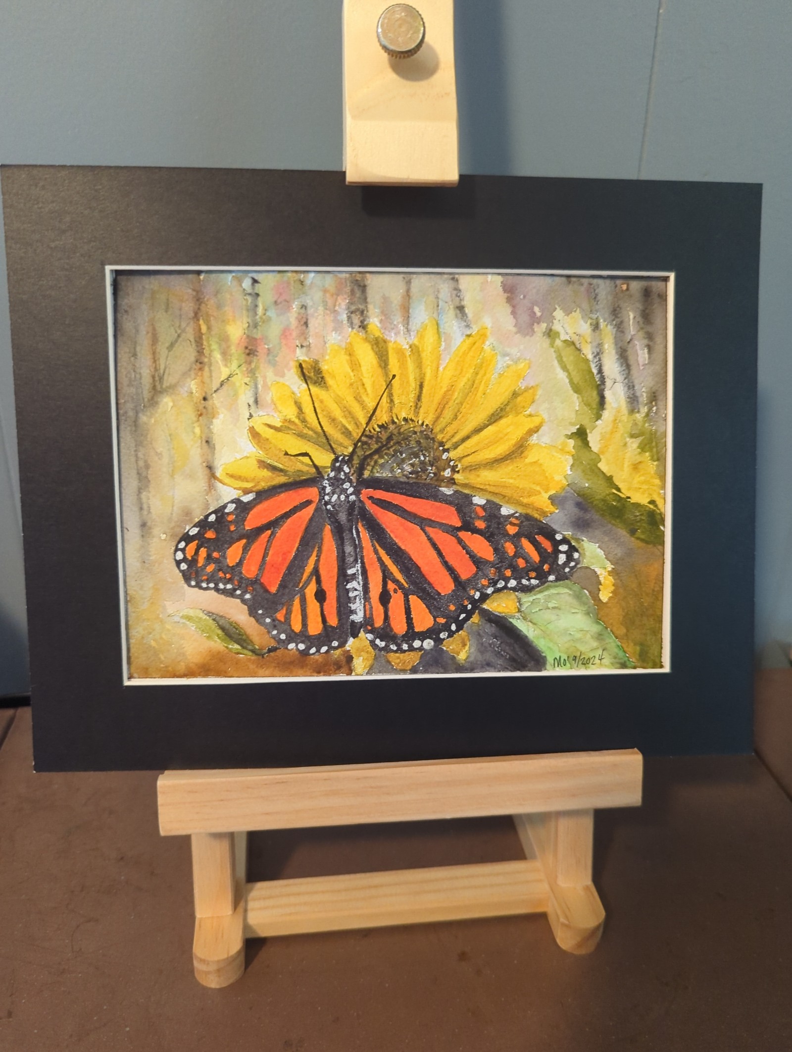 Painting watercolor 8x10 - Monarch butterfly