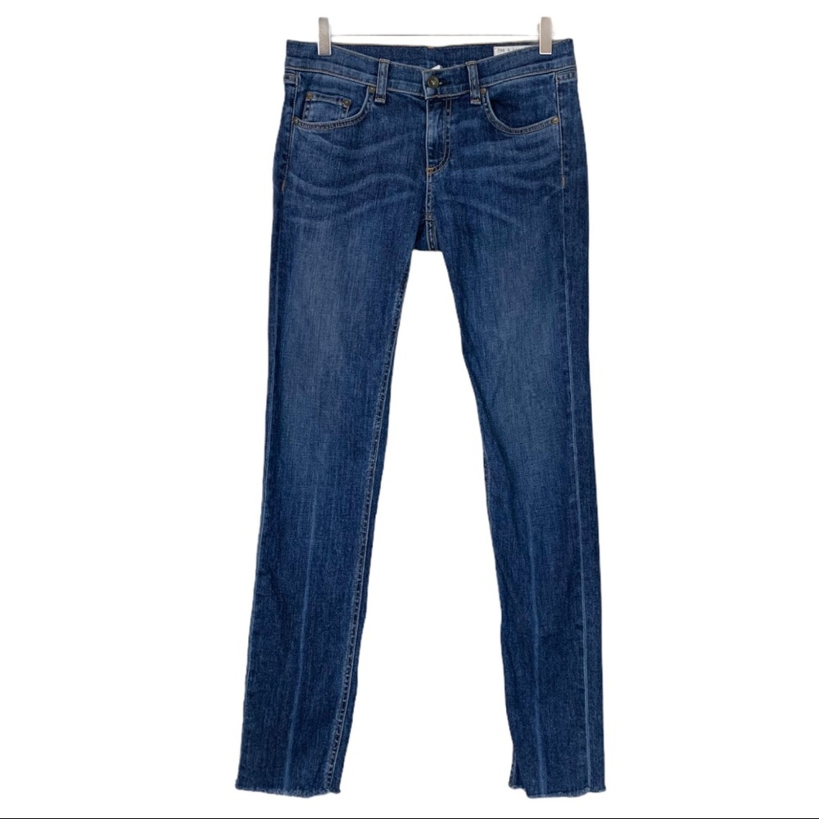 Rag & Bone DRE Keiko Slim Fit Raw Hem Slim Fit Jean Medium Blue Women's Size 26
